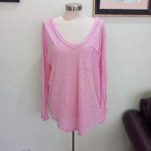 Free People pink long sleeve v neck...Lge
